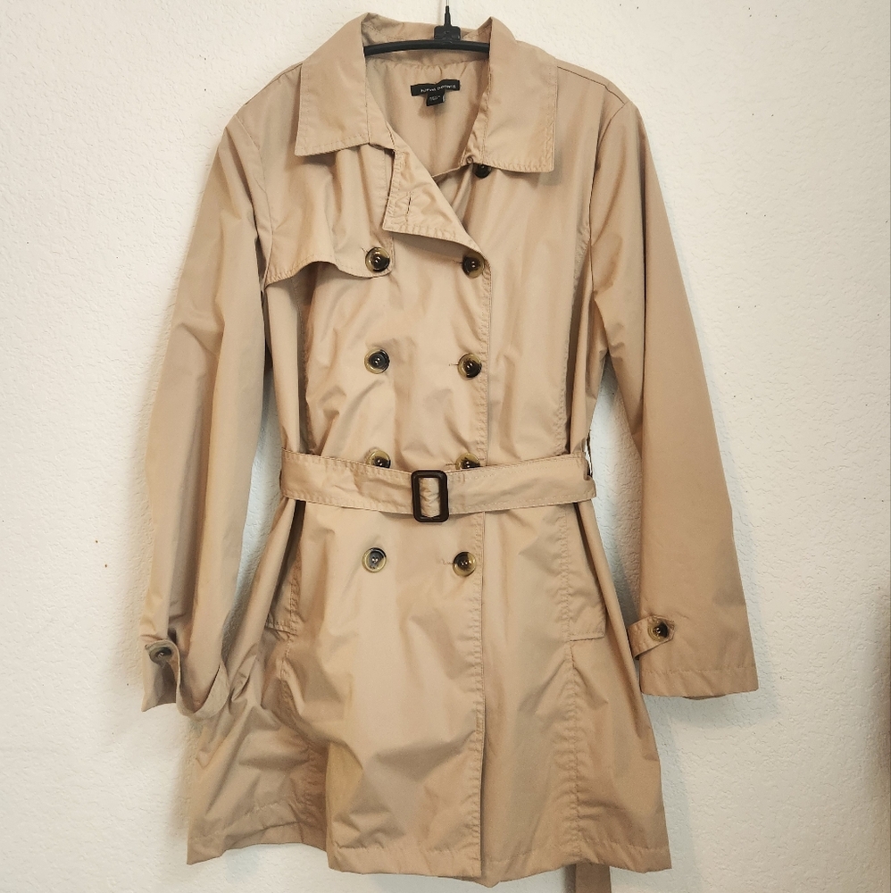 Harve Benard Tan Double Breasted‎ Rain/Trench Jacket, Size L